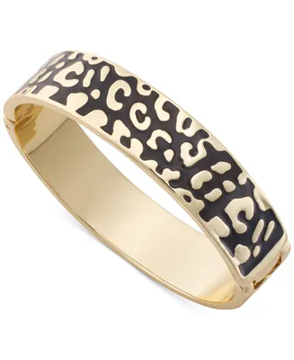 On 34th Gold-Tone Leopard Enamel Bangle Bracelet, Created for Macy's