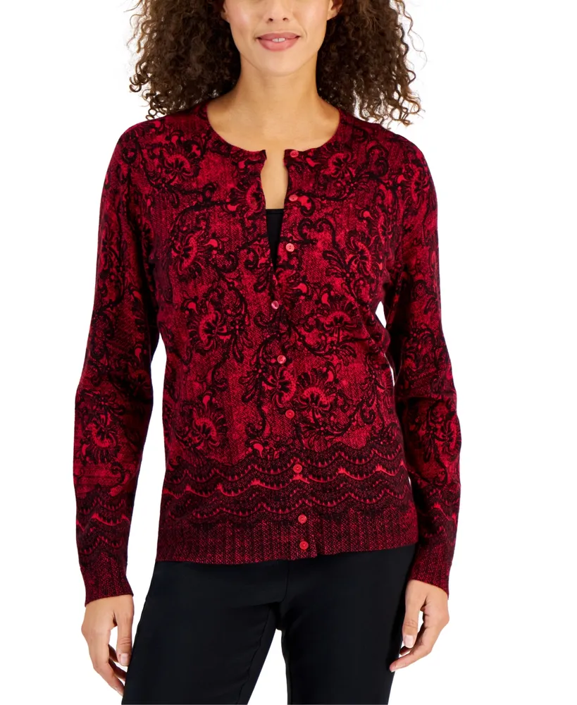 Karen Scott Women's Pointelle Stitch Cardigan, Created for Macy's