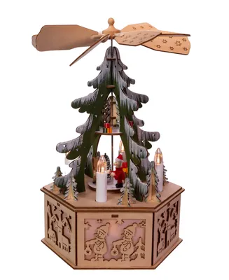 Kurt Adler 11" Battery-Operated Light-Up Wooden Tree Scene with Windmill