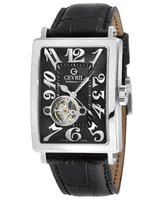 Gevril Men's Avenue of Americas Intravedere Black Leather Watch 44mm