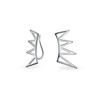 Bling Jewelry Boho Trendy Minimalist Geometric Pyramid Spike Triangles Crawlers Ear Pin Warp Climbers Earrings For Women Sterling Silver