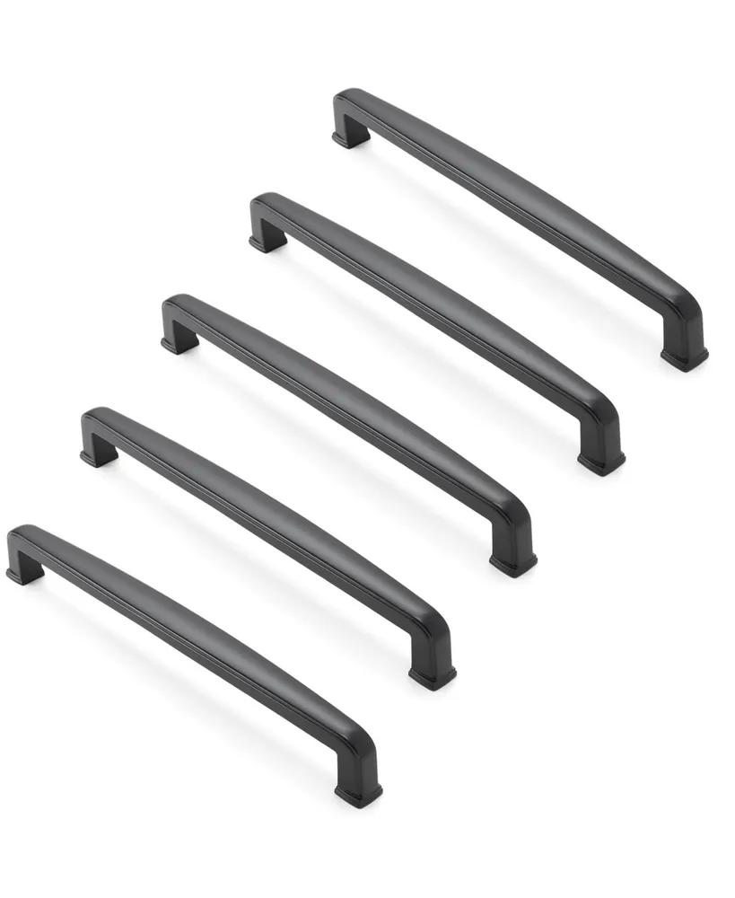 Solid Matte Black Bar Cabinet Handles 7.5" Hole Centers 5 Pk