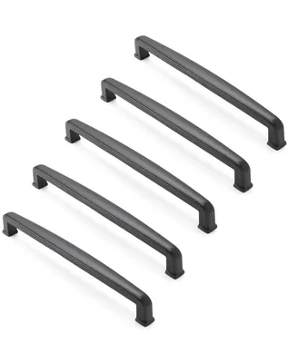 Solid Matte Black Bar Cabinet Handles 7.5" Hole Centers 5 Pk