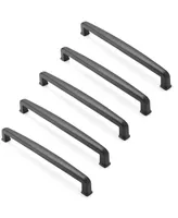 Solid Matte Black Bar Cabinet Handles 7.5" Hole Centers 5 Pk