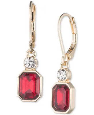 Anne Klein Gold-Tone Stone & Crystal Leverback Drop Earrings