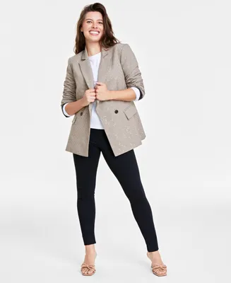 On 34th Women's Sequined Plaid Double-Breasted Blazer, Created for Macy's