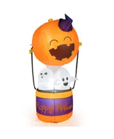 Costway 6ft Halloween Inflatable Pumpkin Hot Air Balloon Ghost Blow up Yard Decoration