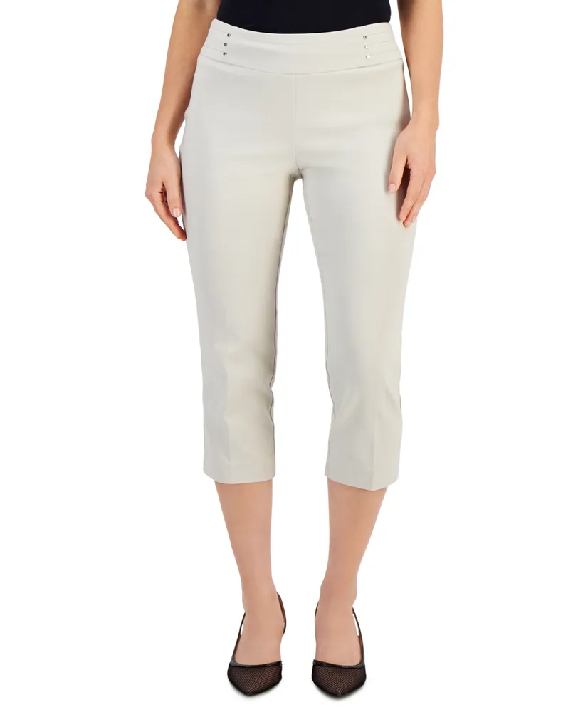 Jm Collection Petite Rivet-Detail Capri Pants, Created for Macy's