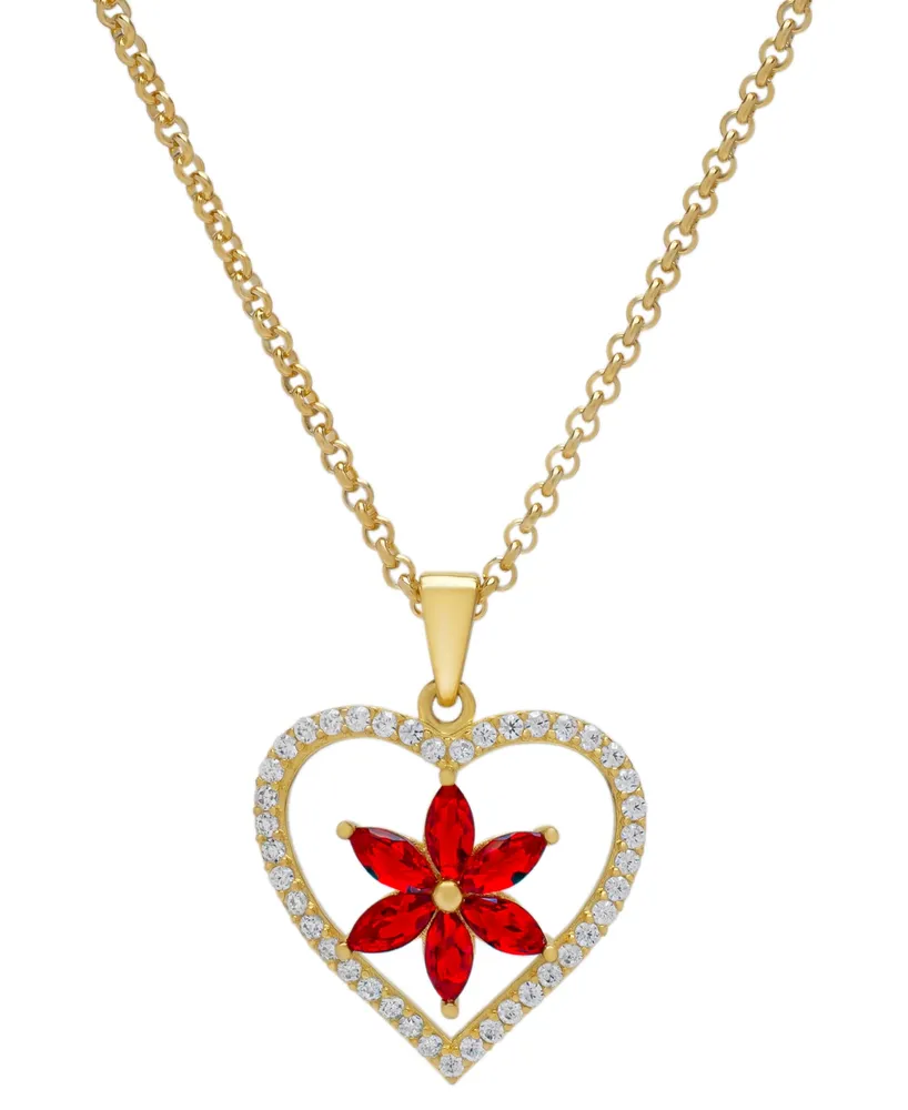 Macy's Lab-Created Ruby (4 ct. t.w.) and White Sapphire (1 ct. t.w.) Heart Pendant  Necklace in Sterling Silver - Macy's