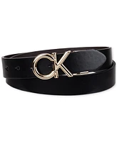 Calvin Klein Women's Reversible Puffed Ck Monogram Buckle Belt