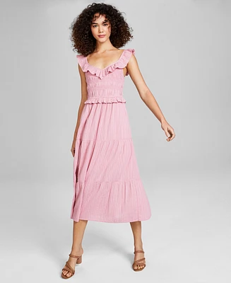 And Now This Women's Tonal Stripe Smocked Sleeveless Midi Dress, Created for Macy's
