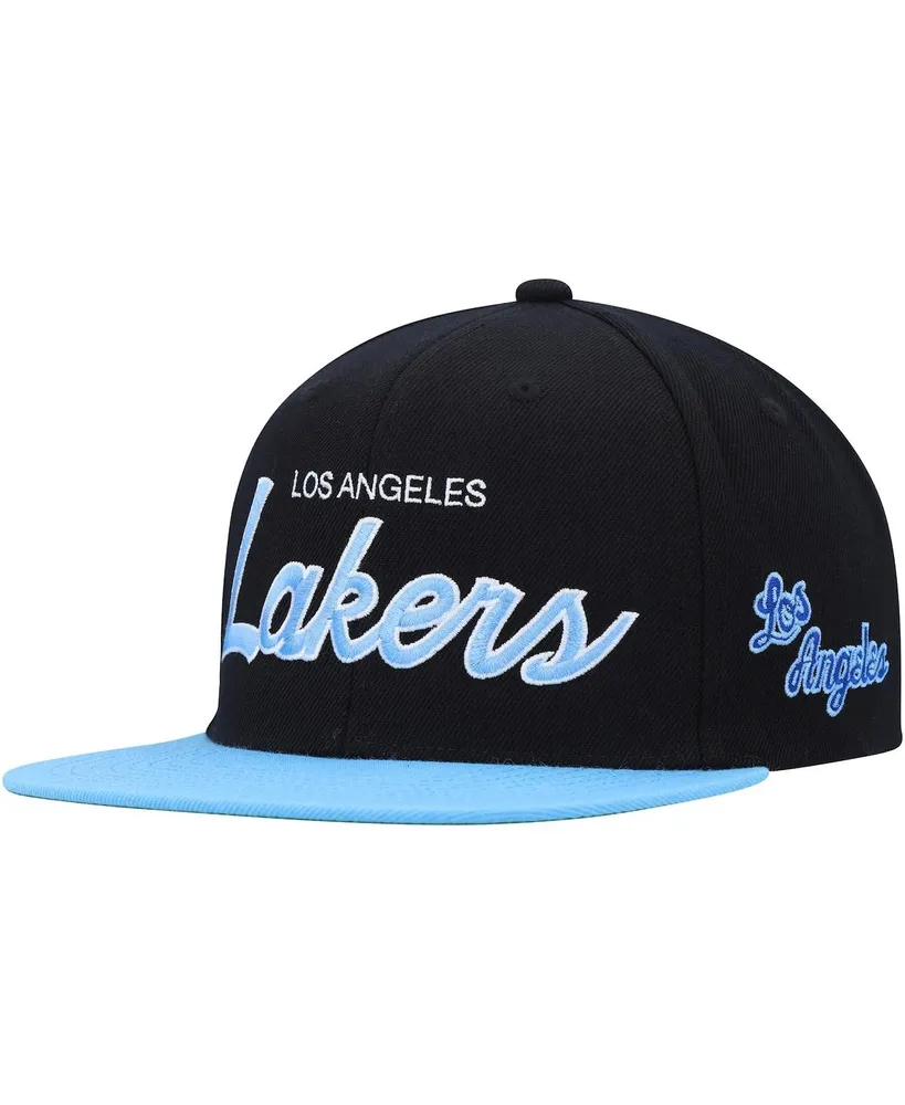 Men's Mitchell & Ness Black Los Angeles Lakers Hardwood Classics Mvp Team Script 2.0 Snapback Hat