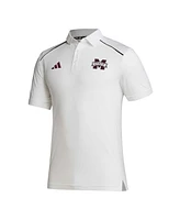Men's adidas White Mississippi State Bulldogs Coaches Aeroready Polo Shirt
