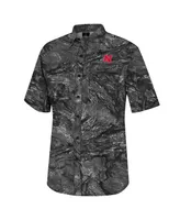 Men's Colosseum Charcoal Nebraska Huskers Realtree Aspect Charter Full-Button Fishing Shirt