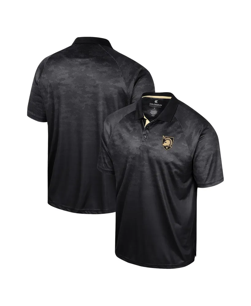 Men's Colosseum Black Army Knights Honeycomb Raglan Polo Shirt