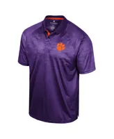 Men's Colosseum Purple Clemson Tigers Honeycomb Raglan Polo Shirt