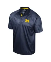 Men's Colosseum Navy Michigan Wolverines Honeycomb Raglan Polo Shirt