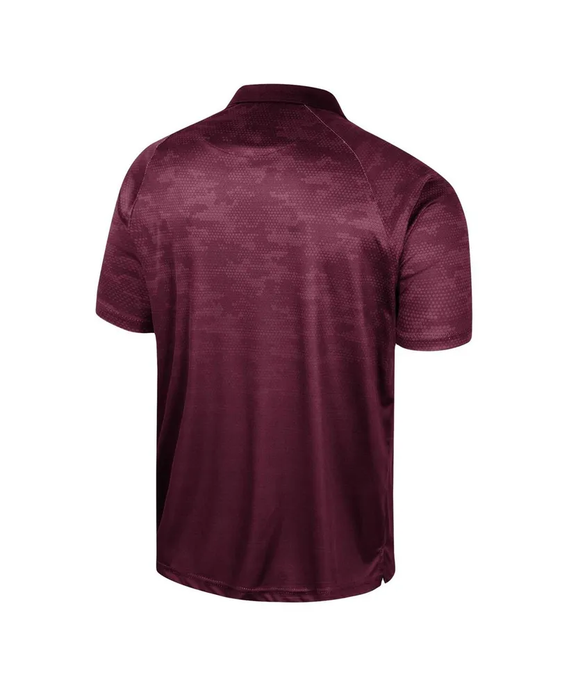 Men's Colosseum Maroon Montana Grizzlies Honeycomb Raglan Polo Shirt