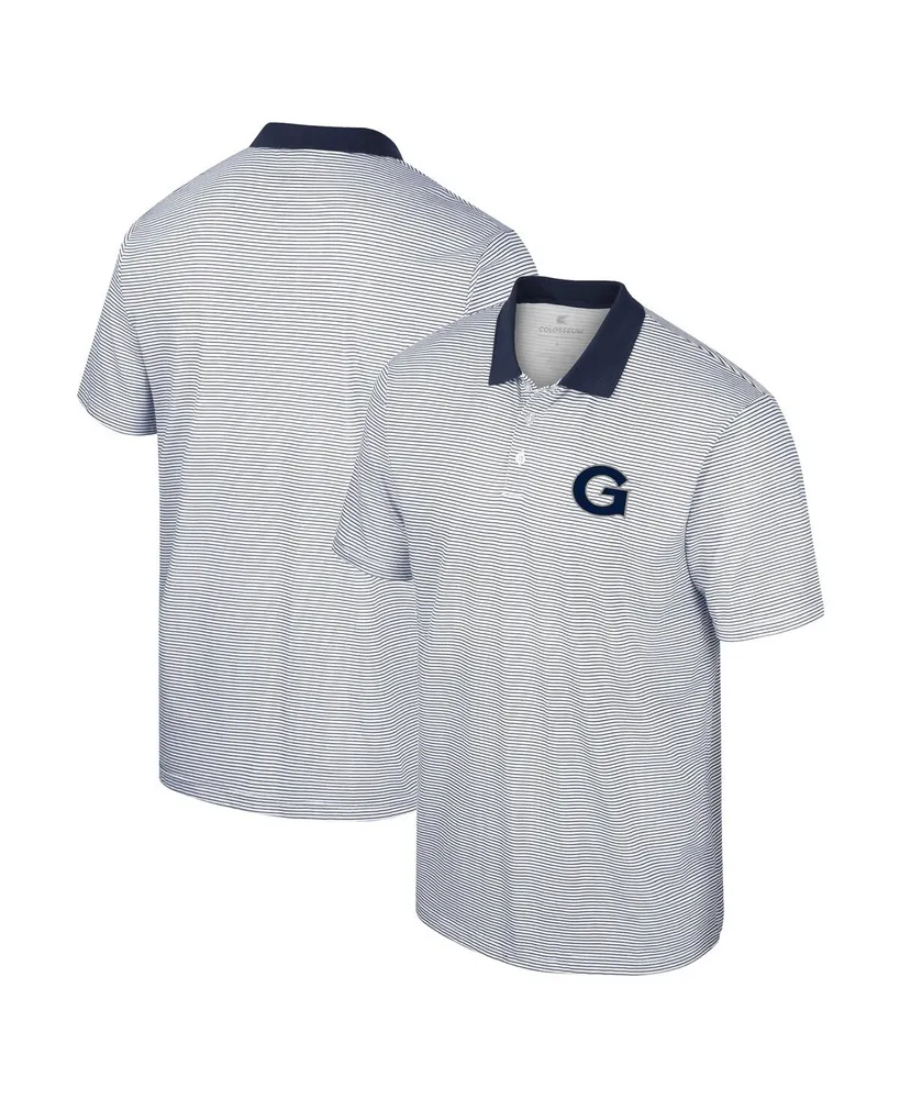 Men's Colosseum White Georgetown Hoyas Print Stripe Polo Shirt