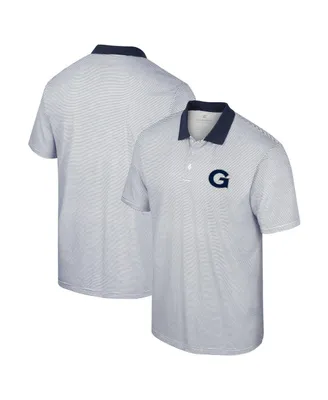 Men's Colosseum White Georgetown Hoyas Print Stripe Polo Shirt
