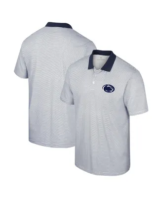 Men's Colosseum White Penn State Nittany Lions Print Stripe Polo Shirt