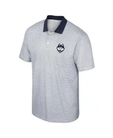 Men's Colosseum White UConn Huskies Print Stripe Polo Shirt