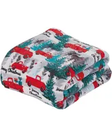 Kate Aurora Merry Christmas Red Pickup Trucks Ultra Soft & Plush Throw Blanket - 50 in. W x 60 in. L