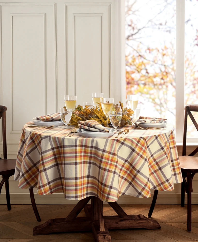 Elrene Russet Harvest Woven Plaid Tablecloth, 70" Round
