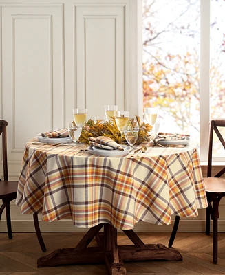 Elrene Russet Harvest Woven Plaid Tablecloth, 70" Round