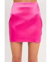 Grey Lab Women's Solid Satin Fit Mini Skirt