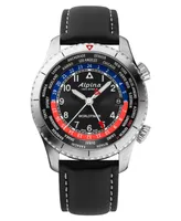 Alpina Men's Swiss Startimer Pilot Black Leather Strap Watch 41mm