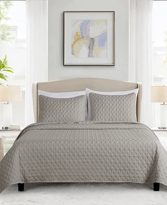 Closeout! Videri Home Diamond Stitched 3 Piece Quilt Set, King