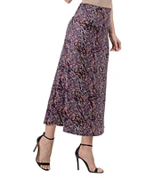 24seven Comfort Apparel Women's Abstract Floral A-Line Maxi Skirt