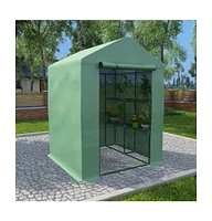 vidaXL Greenhouse with Shelves Steel 56.3"x56.3"x76.8"