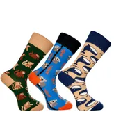Love Sock Company Men's Aussie Novelty Luxury Crew Socks Bundle Fun Colorful with Seamless Toe Design, Pack of 3