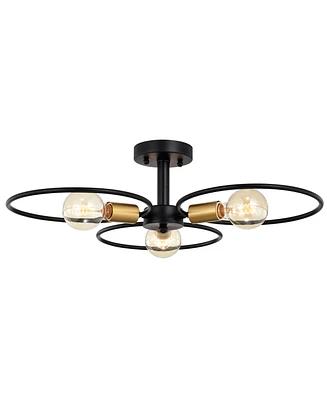 Lucina 25" 3-Light Indoor Semi-Flush Mount Ceiling Light with Light Kit and Remote