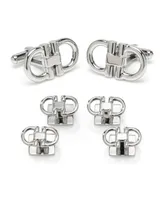 Ox & Bull Trading Co. Men's Horse Bit Stainless Steel Cufflinks and Stud Set, 6 Piece Set