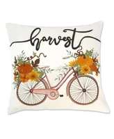 Millihome Harvest Bicycle on Herringbone Base Decorative Pillow, 20" x 20"