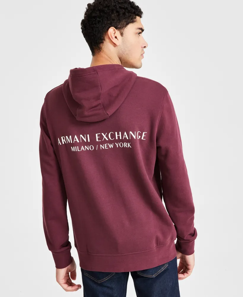 A|X Armani Exchange Men's French Terry Milano New York Logo Drawstring Hoodie