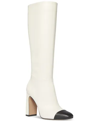 Steve Madden Women's Ally Wide-Calf Cap-Toe Knee High Block-Heel Dress Boots