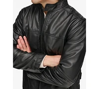 Dkny Men's Leather Racer Jacket