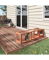 PawHut 59" Long Cat Tunnel with Extendable Design, Wooden Outdoor Cat Tunnel House with Weather Protection, Cat Tube Toy Enclosure, Connecting Inside