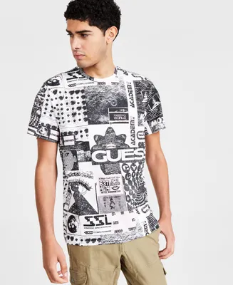 Guess Men's Abstract Short Sleeve Crewneck Graphic T-Shirt