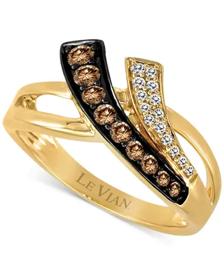 Le Vian Chocolate Diamond & Nude Diamond Double Swoop Statement Ring (3/8 ct.t.w.) in 14k Gold