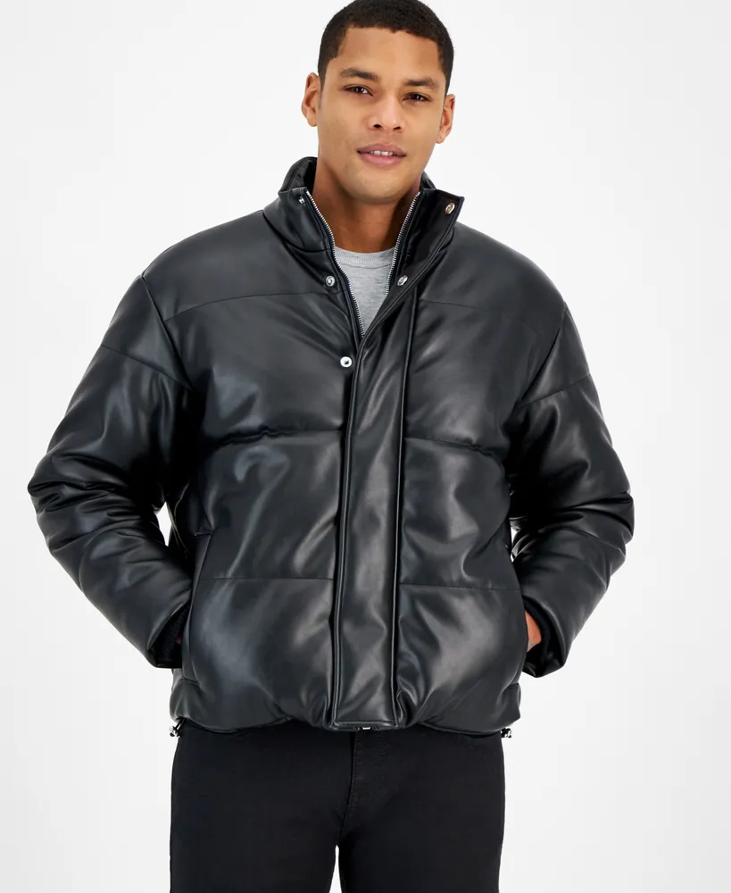 I.n.c. International Concepts Men's Quilted Faux-Leather Puffer Jacket, Created for Macy's