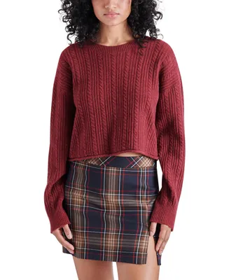 Steve Madden Women's Aerin Cable-Knit Crew Neck Sweater