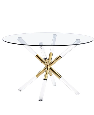 Best Master Furniture Dalton 32" Glass Round Dining Table