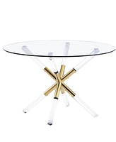 Best Master Furniture Dalton 32" Glass Round Dining Table