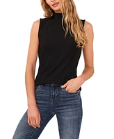 CeCe Women's Sleeveless Mock Neck Wide Rib Knit Top