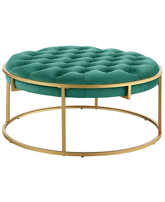 Best Master Furniture Amoria 18" Velvet Round Ottoman